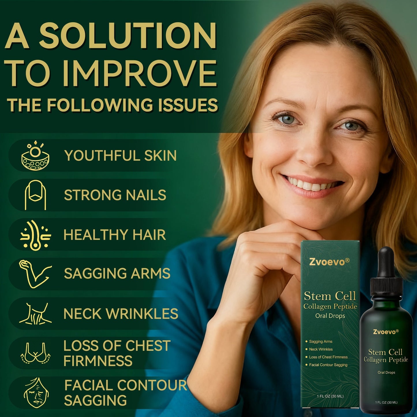🖤Zvoevo® 𝑆𝑡𝑒𝑚 𝐶𝑒𝑙𝑙 & 𝐶𝑜𝑙𝑙𝑎𝑔𝑒𝑛 𝑃𝑒𝑝𝑡𝑖𝑑𝑒 𝑂𝑟𝑎𝑙 𝐷𝑟𝑜𝑝𝑠 🌱(Lift & Firm Sagging Skin & Reduce Wrinkle Formation)💧 (upsell)
