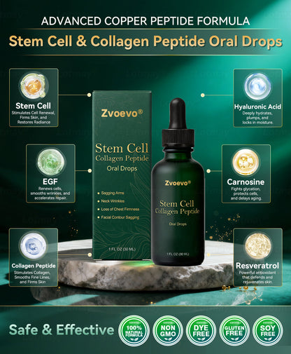 🖤Zvoevo® 𝑆𝑡𝑒𝑚 𝐶𝑒𝑙𝑙 & 𝐶𝑜𝑙𝑙𝑎𝑔𝑒𝑛 𝑃𝑒𝑝𝑡𝑖𝑑𝑒 𝑂𝑟𝑎𝑙 𝐷𝑟𝑜𝑝𝑠 🌱(Lift & Firm Sagging Skin & Reduce Wrinkle Formation)💧 (upsell)